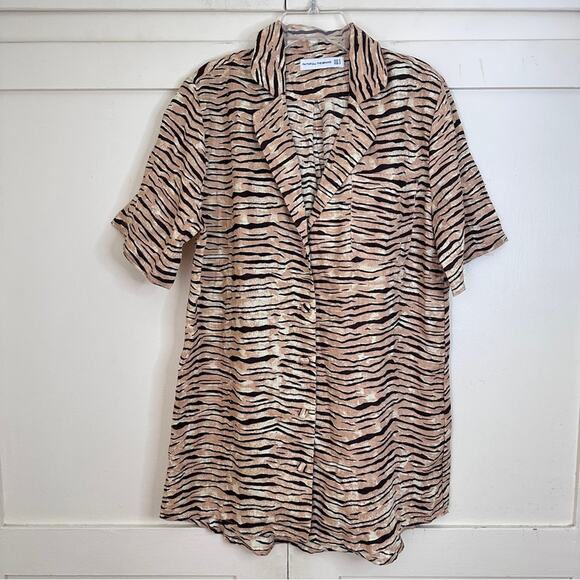 Faithfull The Brand Charlita Tiger Linen Shirt Dress In Wyldie Animal Small - Picture 2 of 8